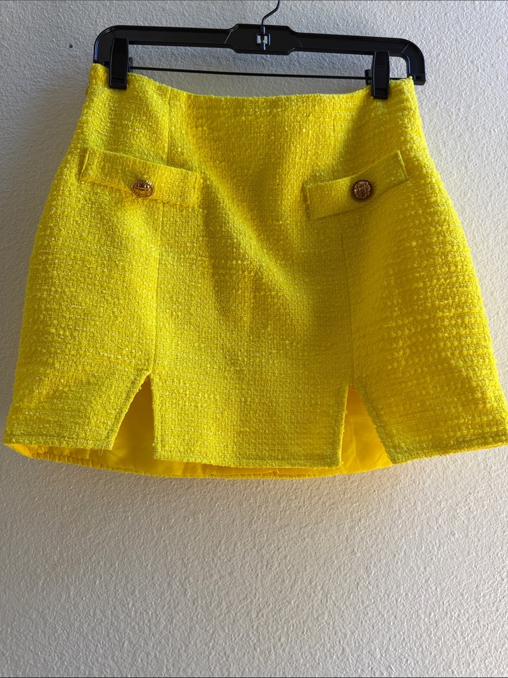 Yellow Tweed Mini Skirt - Women